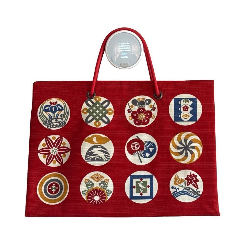 Red Patterned Tote Bag